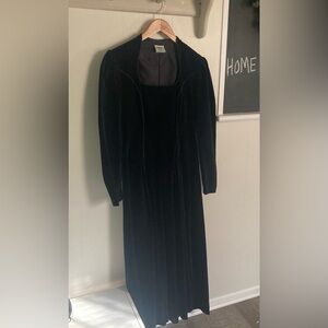 Vintage Laura Ashley Navy Velour Dress